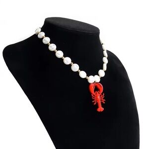 Coastal Pearl Lobster Necklace – Nautical Statement Jewelry